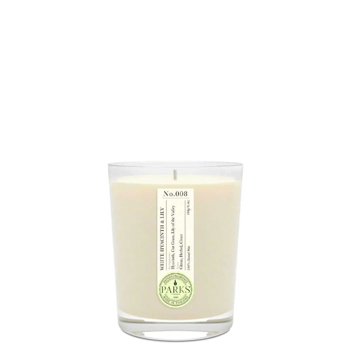 WHITE HYACINTH & LILY 1 WICK SCENTED CANDLE 180G