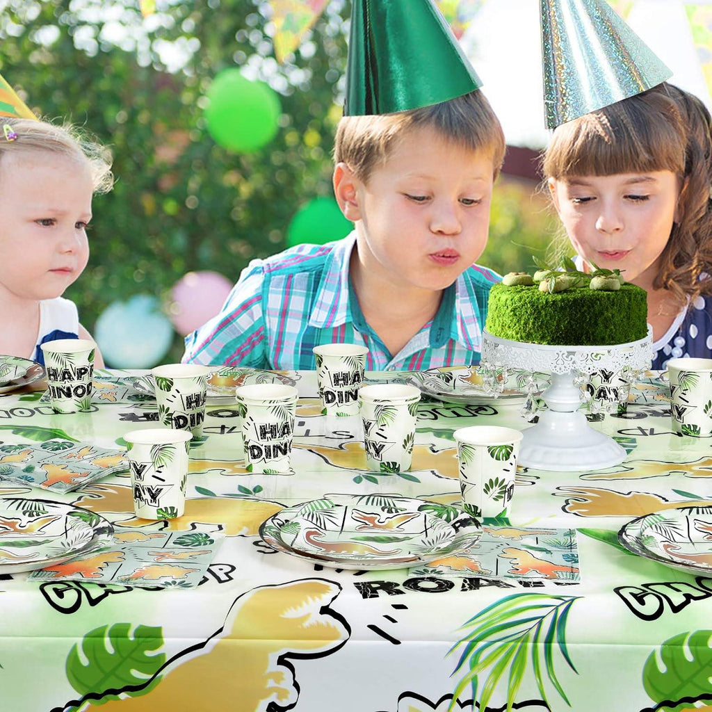 Party Tableware Set for Kids 16 Guest Birthday 66 PCS Gold Dinosaur