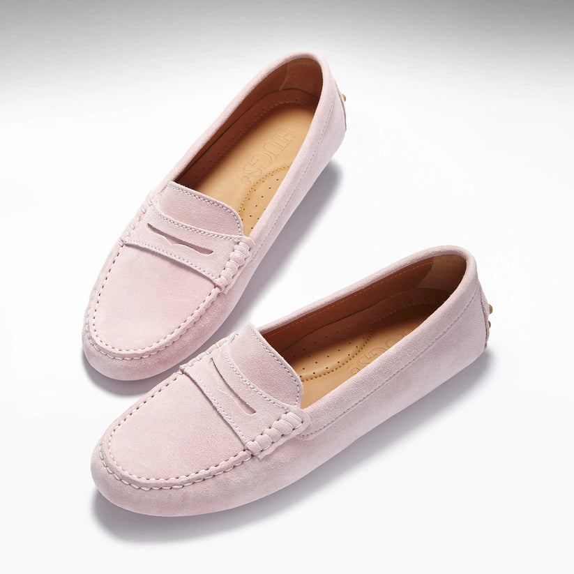 Hugs & Co Womens Ice Pink Suede Penny Loafers Leather Lined EU 36-42 product image 2