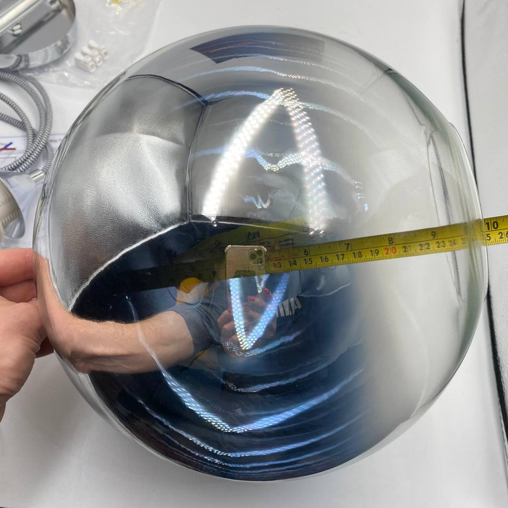 Glass Pendant Light 25cm Silver Smoke Globe Shade E27 140cm Cord