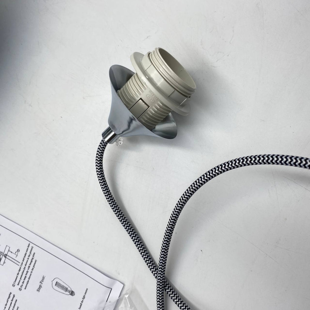 Glass Pendant Light 25cm Silver Smoke Globe Shade E27 140cm Cord