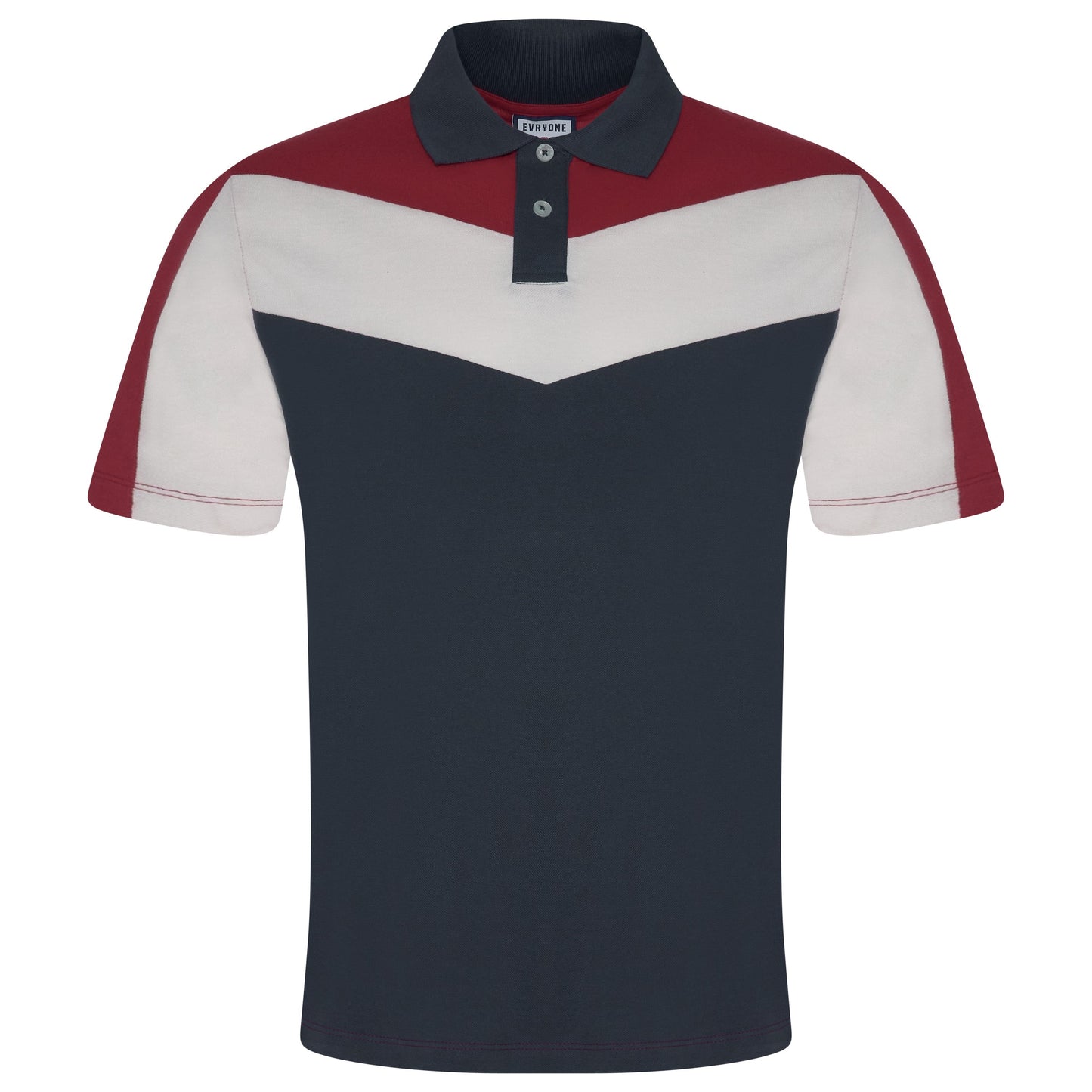 Evryone Mens Cotton Contrast Stripe Polo Shirt Short Sleeve Casual Smart Top - QHA UK