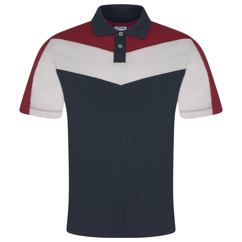 Evryone Mens Cotton Contrast Stripe Polo Shirt Short Sleeve Casual Smart Top - QHA UK