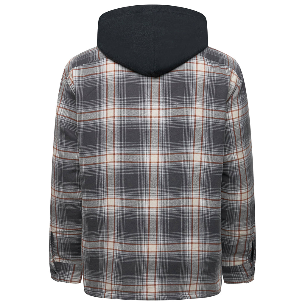 Wrangler Mens Hooded Overshirt Jacket Padded Check Shacket Coat - QHA UK