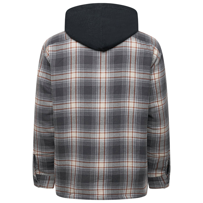 Wrangler Mens Hooded Overshirt Jacket Padded Check Shacket Coat - QHA UK