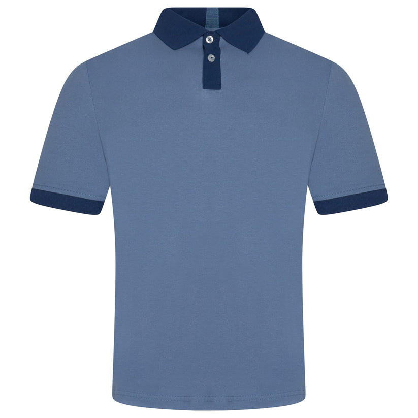 Mens Cotton Polo Shirt Contrast Collar Pique Casual T-Shirt S-2XL UK - QHA UK