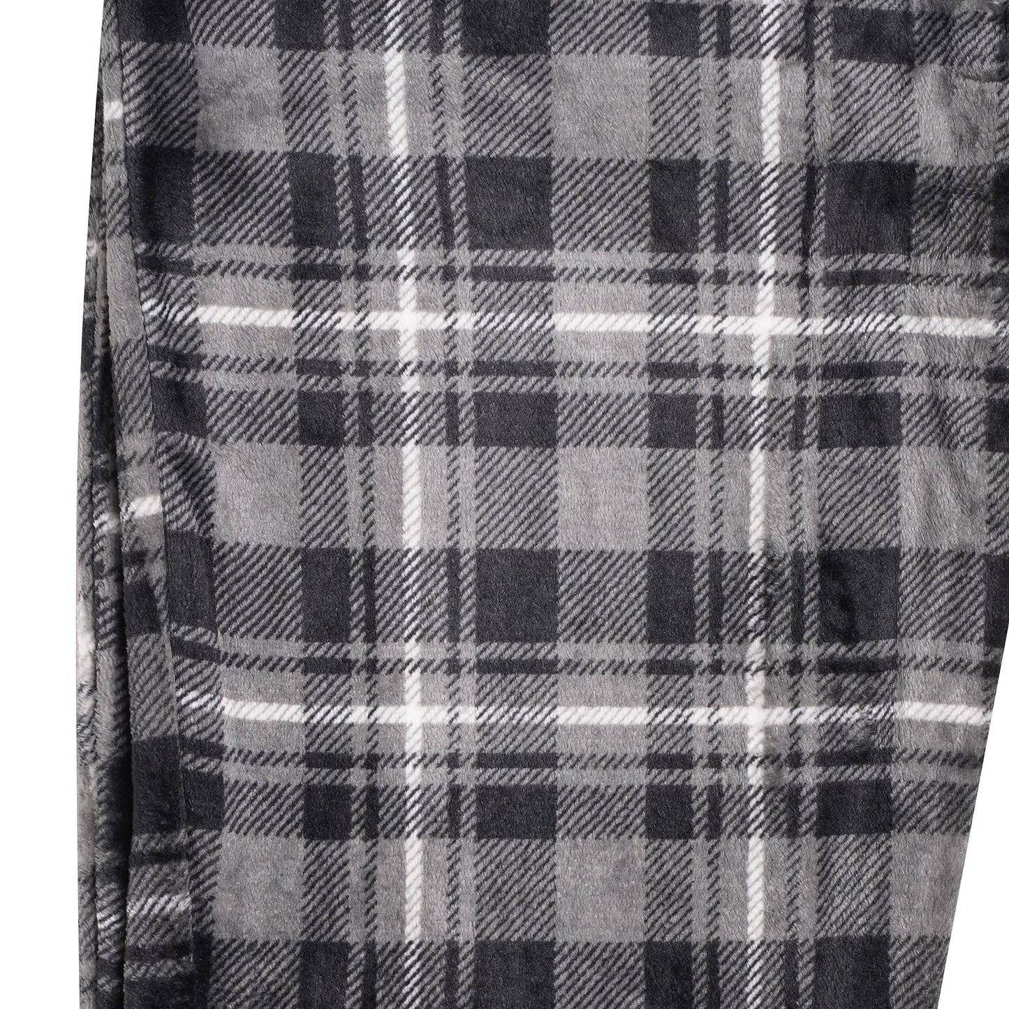 Mens Plush Check Lounge Pants Soft Pyjama Bottoms PJs Drawstring Pockets - QHA UK