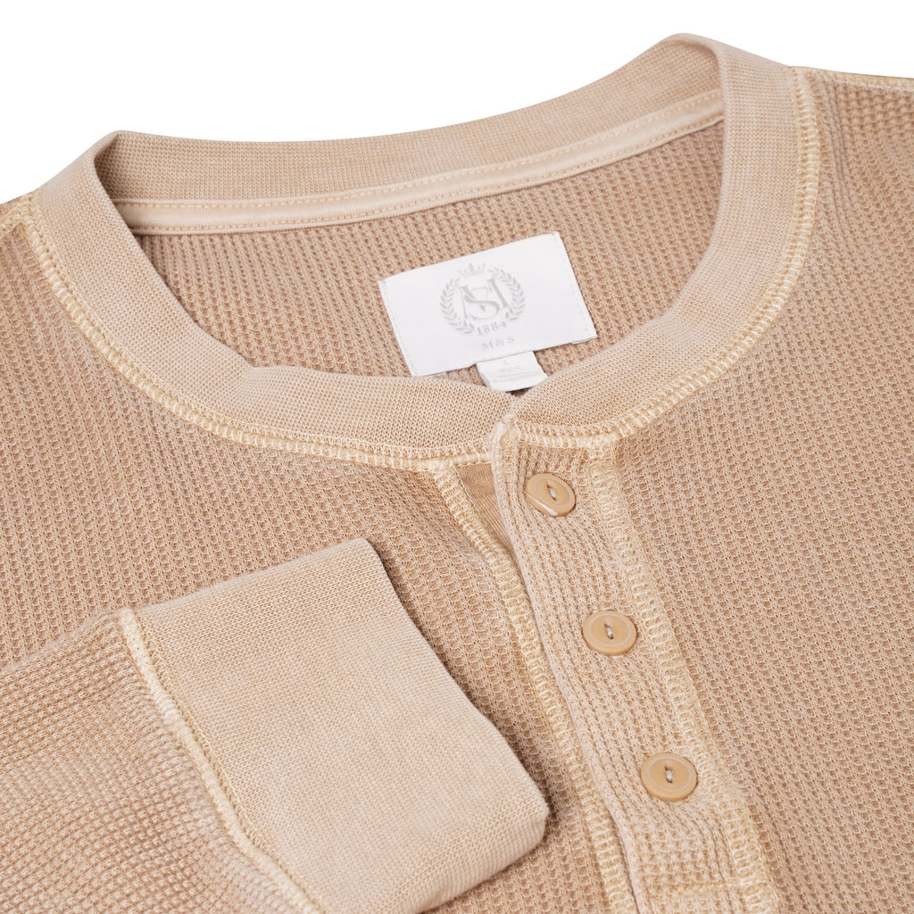 M&S Henley Waffle Long Sleeve Top