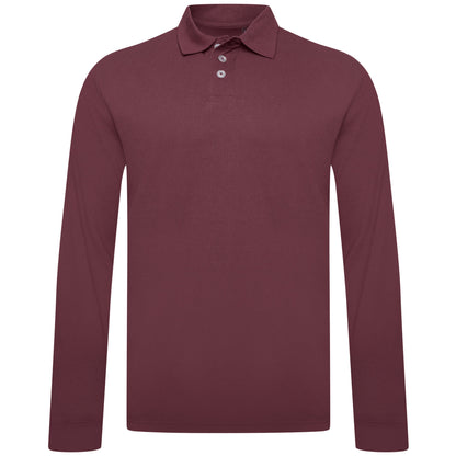 Everett Wales Mens Cotton Pique Long Sleeve Polo Shirt Casual Regular Fit - QHA UK