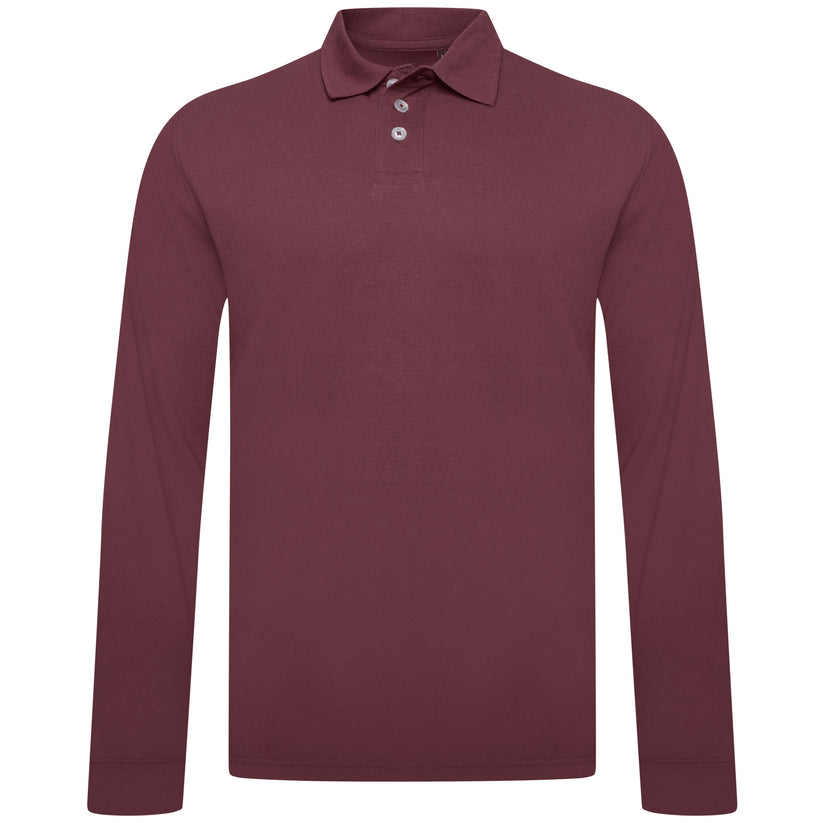 Everett Wales Mens Cotton Pique Long Sleeve Polo Shirt Casual Regular Fit - QHA UK