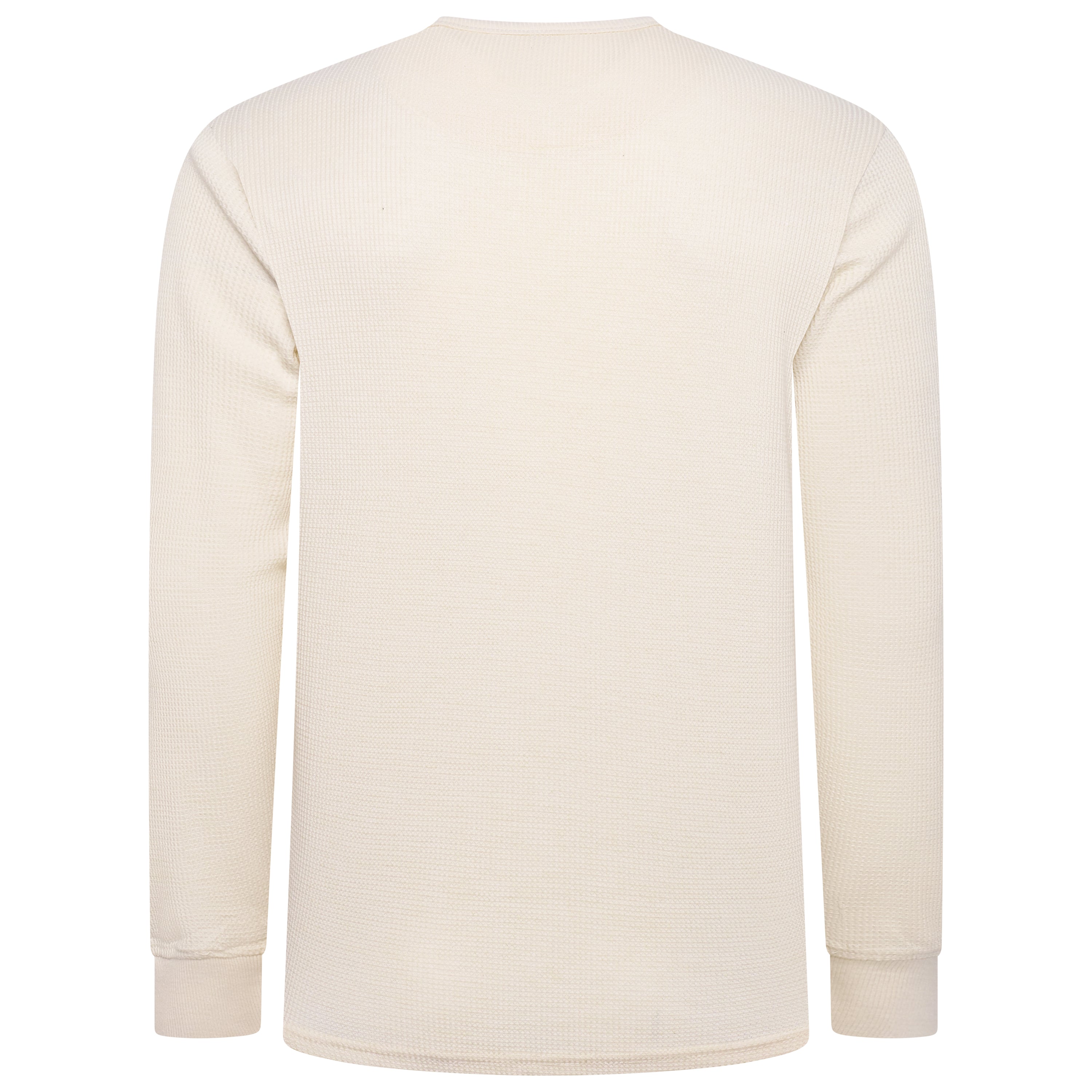 ONE Mens Waffle Knit Long Sleeve T-Shirt Cotton Crew Neck Casual Top