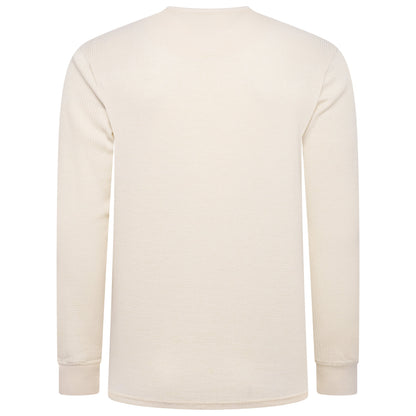 ONE Mens Waffle Knit Long Sleeve T-Shirt Cotton Crew Neck Casual Top - QHA UK