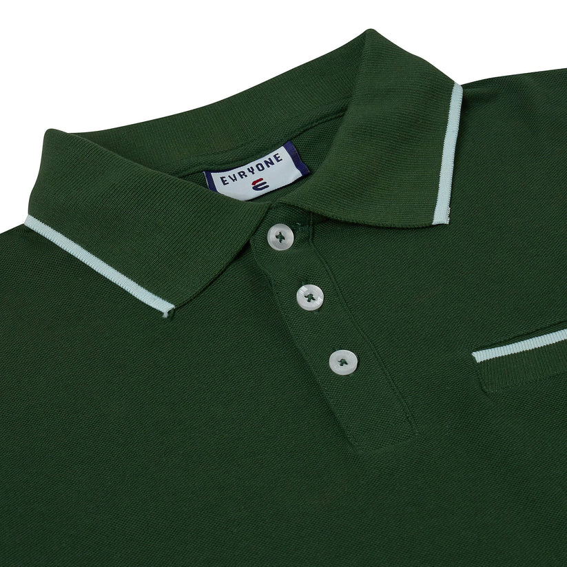 Evryone Mens Cotton Polo Shirt Contrast Tipped Short Sleeve Smart Casual Top - QHA UK