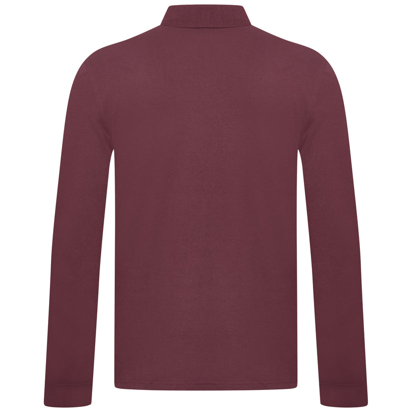 Everett Wales Mens Cotton Pique Long Sleeve Polo Shirt Casual Regular Fit - QHA UK