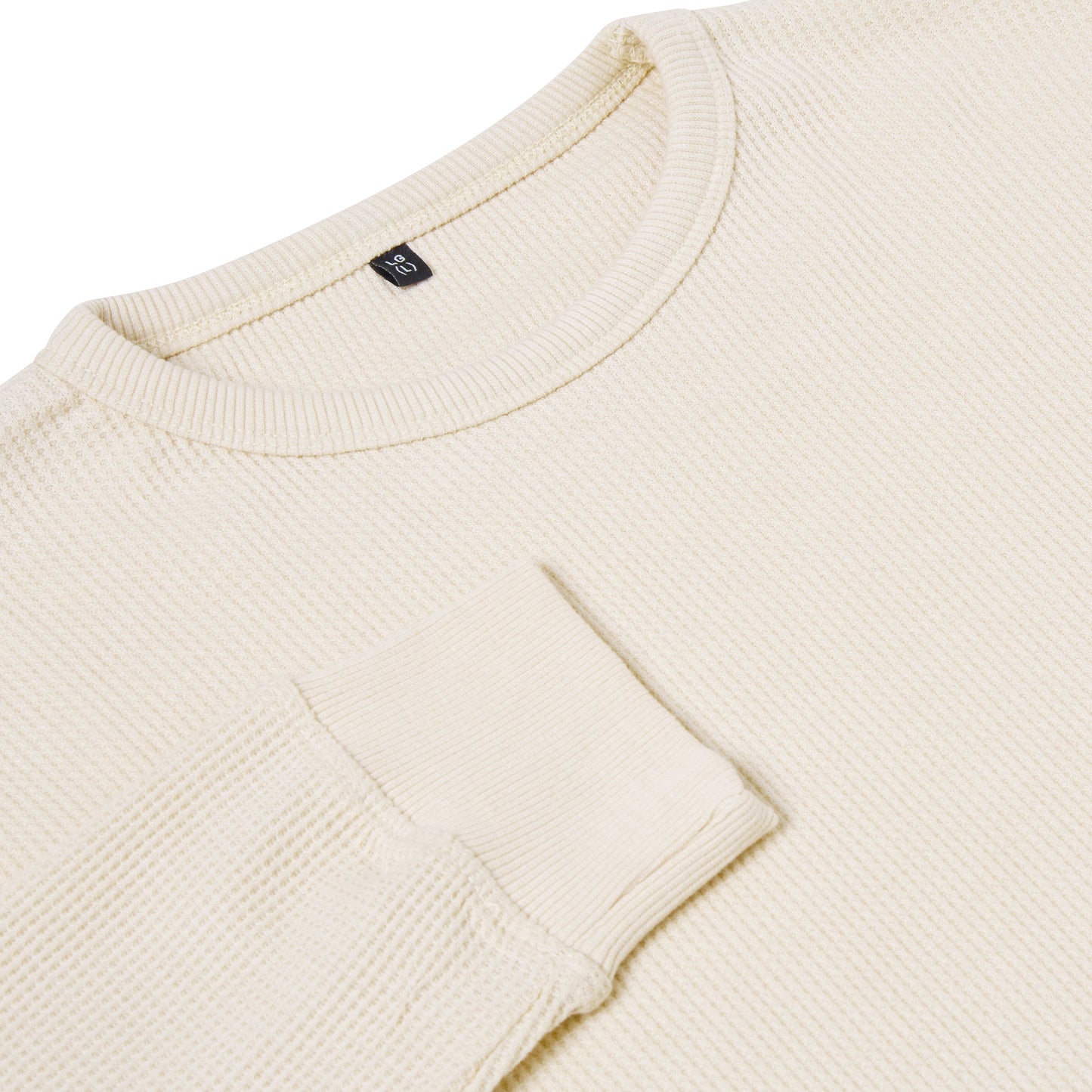 ONE Mens Waffle Knit Long Sleeve T-Shirt Cotton Crew Neck Casual Top - QHA UK