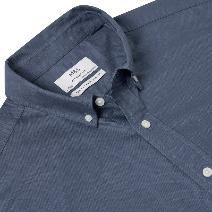M&S Ultimate Pure Cotton Oxford Shirt Mens Short Sleeve S-4XL - QHA UK