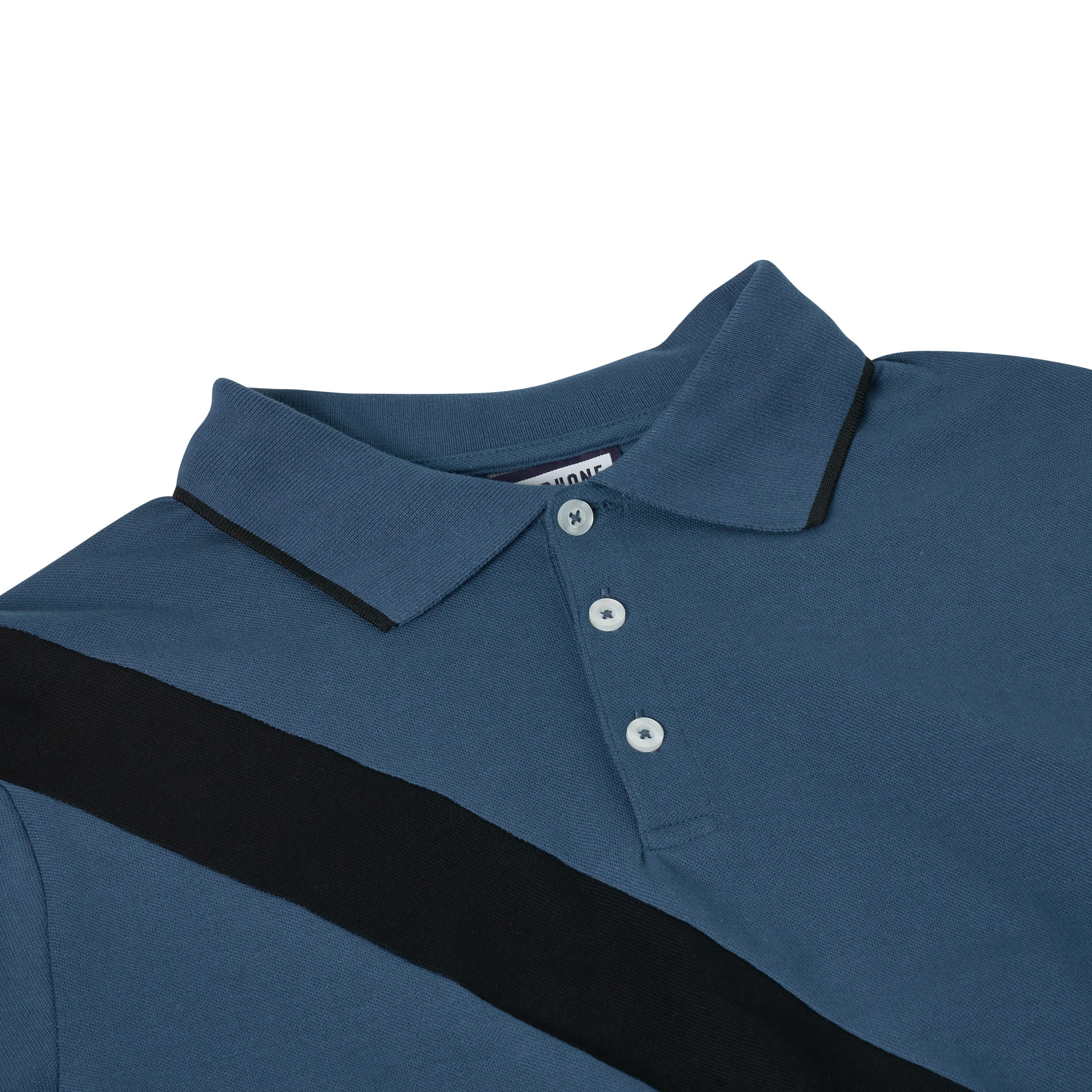 Evryone Contrast Diagonal Stripe Polo Shirt