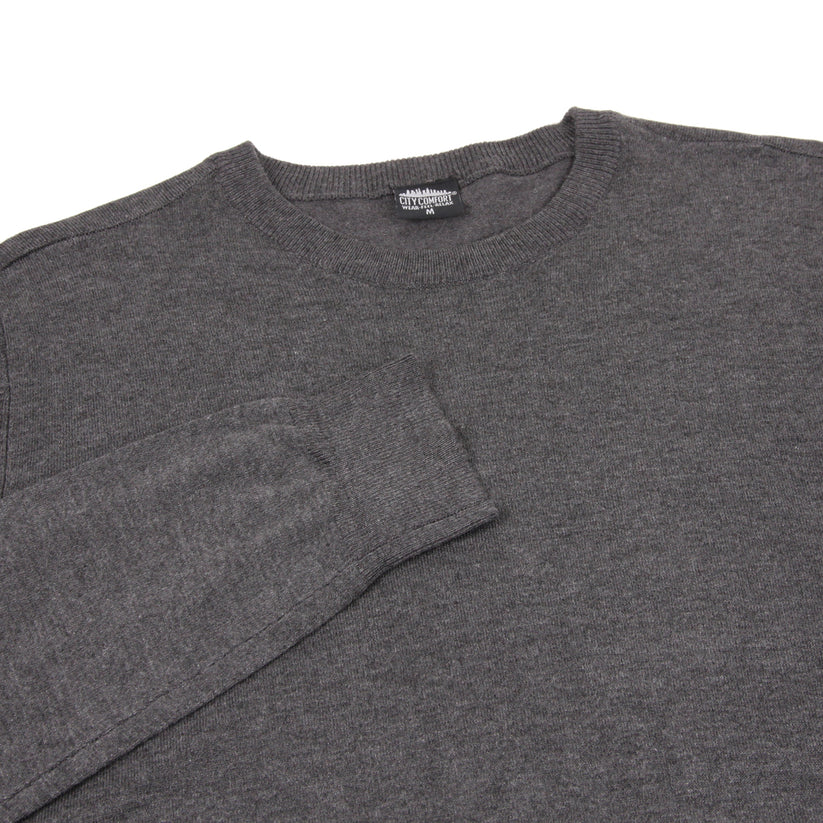 Mens Crew Neck Jumper Lightweight Knit Pullover Soft Casual Sweater - QHA UK