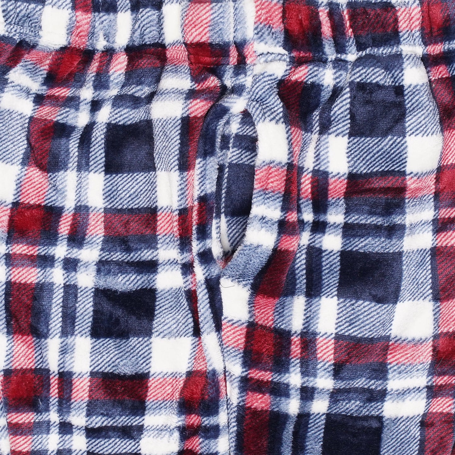Mens Plush Check Lounge Pants Soft Pyjama Bottoms PJs Drawstring Pockets - QHA UK