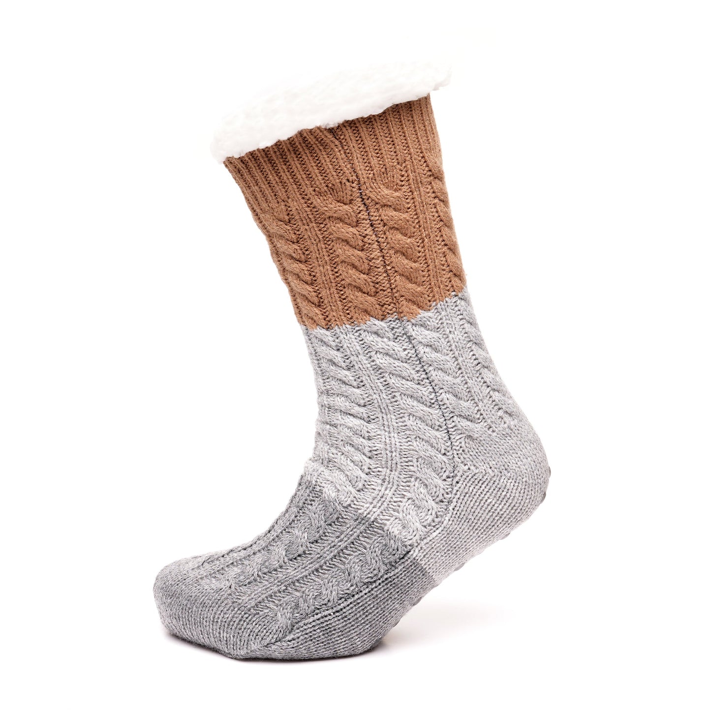 Tom Franks 1 Pair Chunky Knit Sherpa Slipper Socks - QHA UK