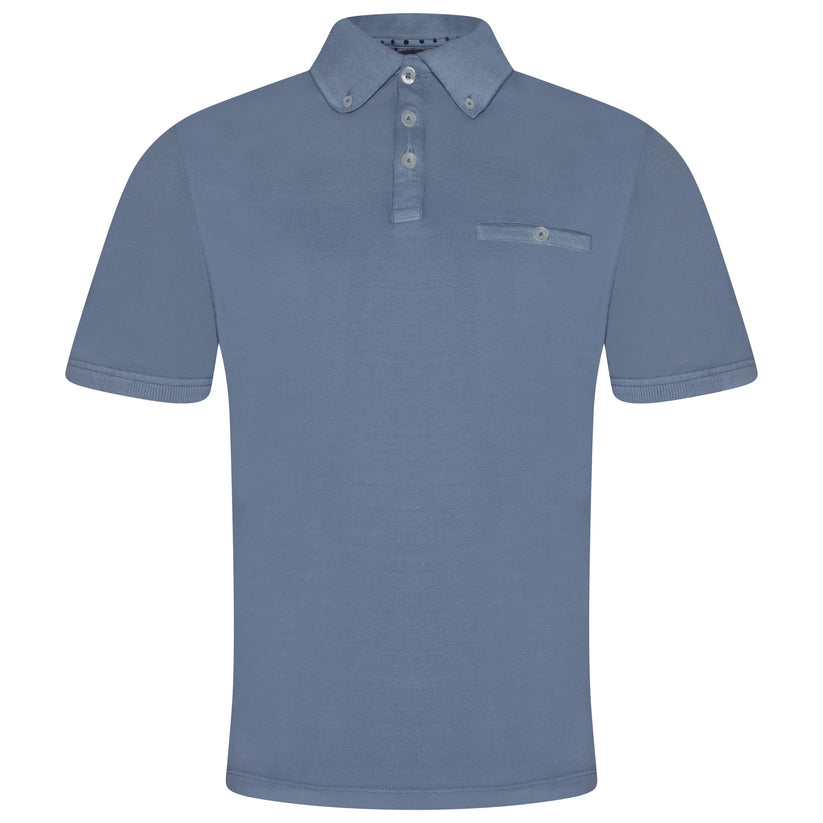 Evryone Mens Cotton Pique Polo Shirt Button Collar Short Sleeve Casual Top - QHA UK