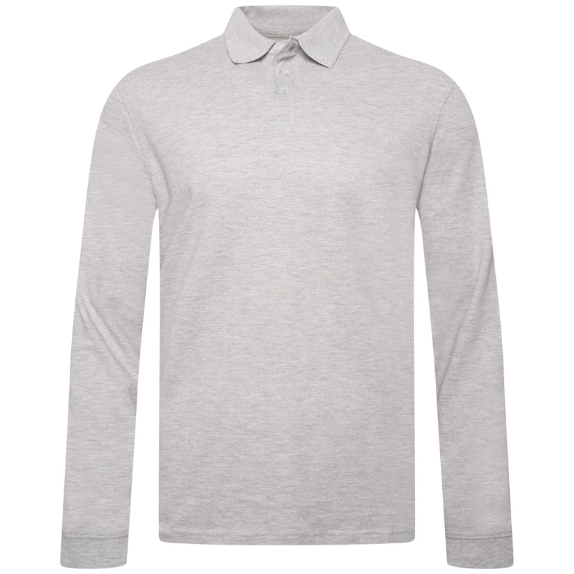 Everett Wales Mens Cotton Pique Long Sleeve Polo Shirt Casual Regular Fit - QHA UK