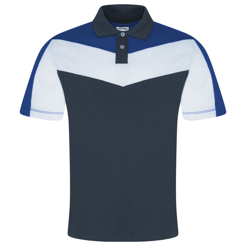 Evryone Mens Cotton Contrast Stripe Polo Shirt Short Sleeve Casual Smart Top - QHA UK