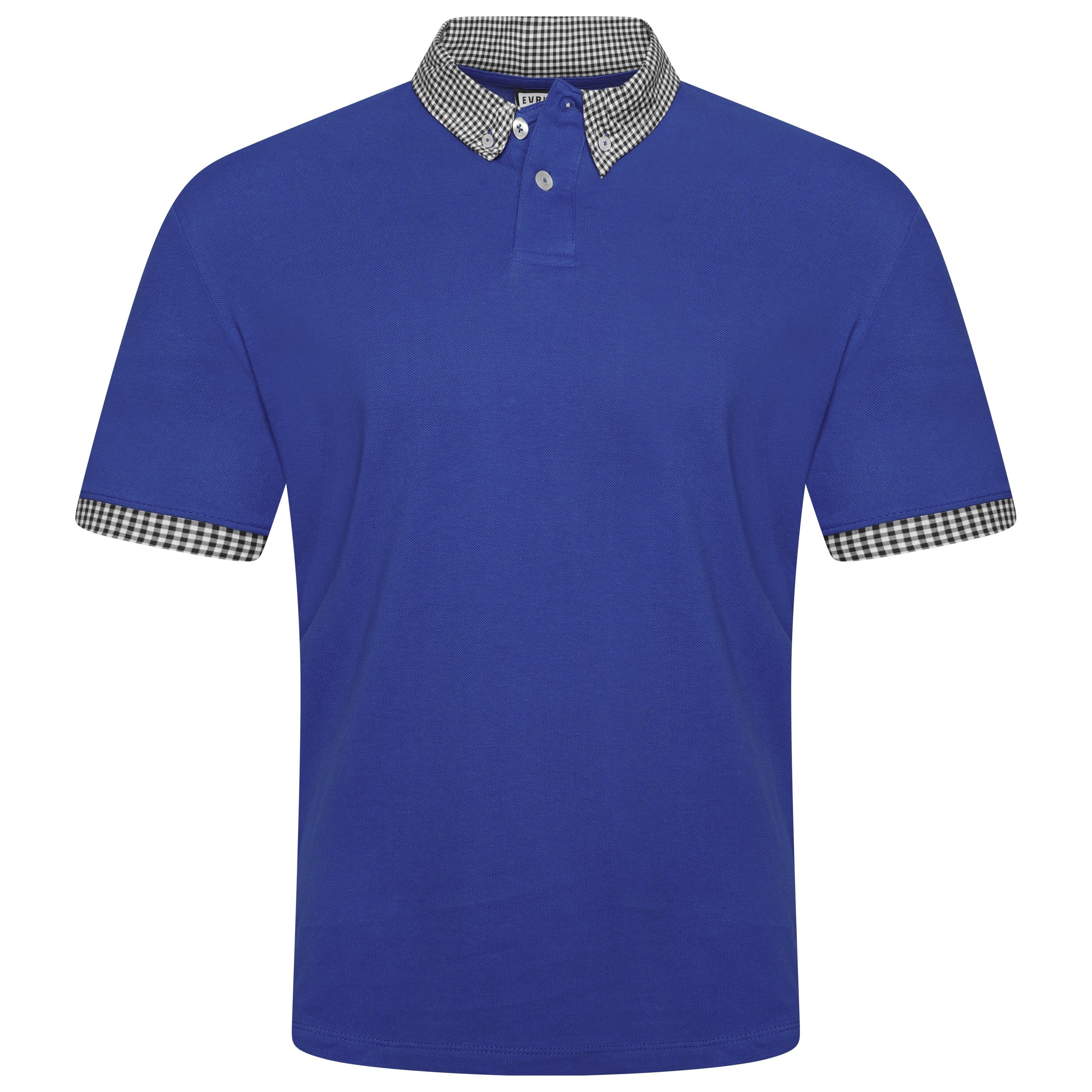 Evryone Check Collar Short Sleeve Polo Shirt
