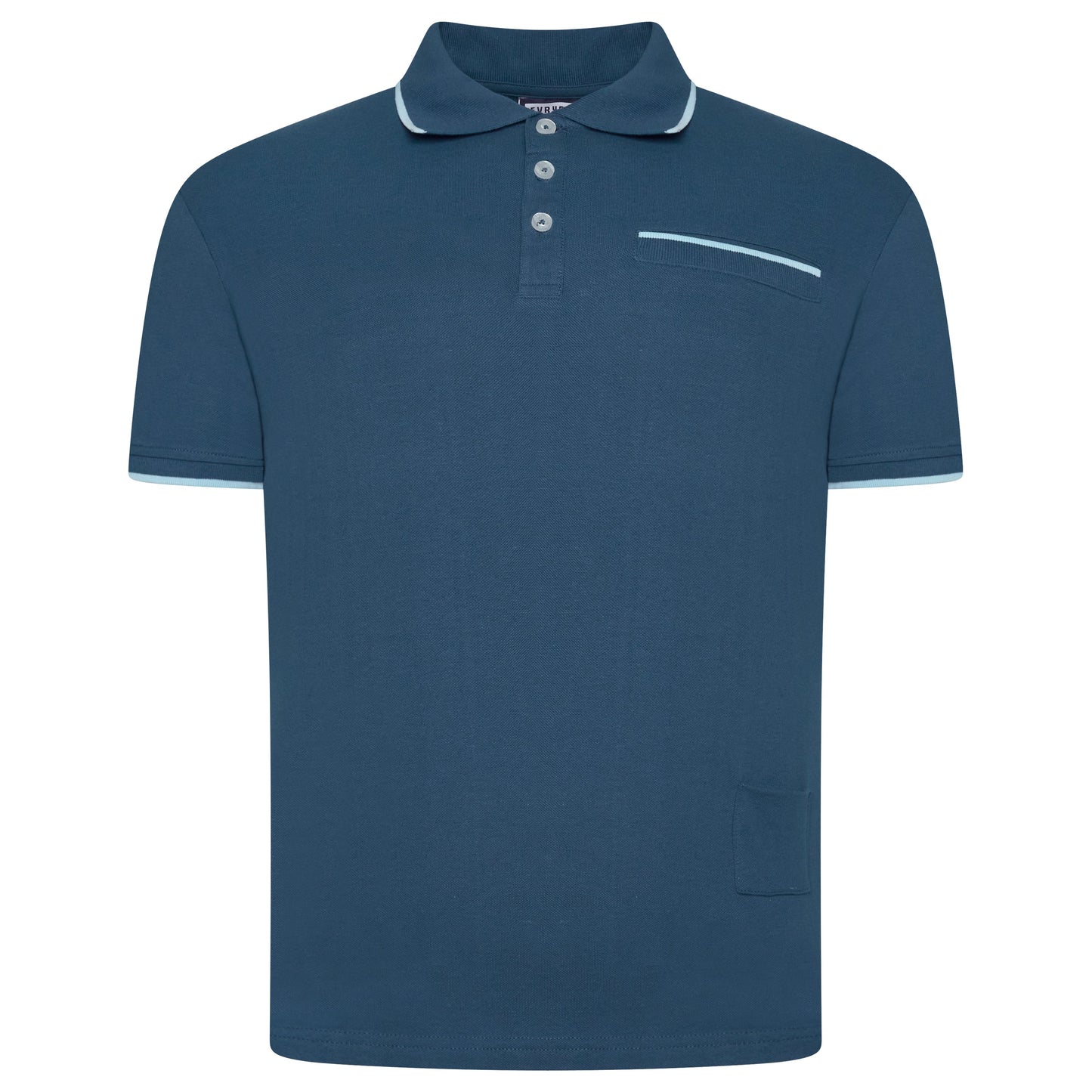 Evryone Mens Cotton Polo Shirt Contrast Tipped Short Sleeve Smart Casual Top - QHA UK