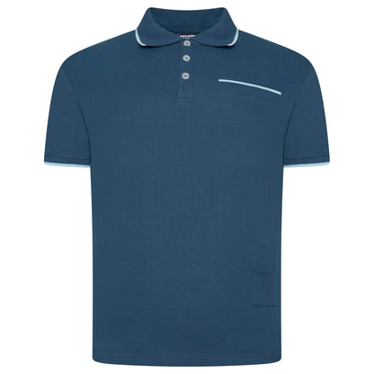 Evryone Mens Cotton Polo Shirt Contrast Tipped Short Sleeve Smart Casual Top - QHA UK