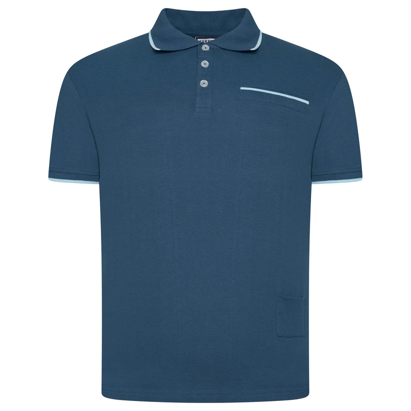 Evryone Mens Cotton Polo Shirt Contrast Tipped Short Sleeve Smart Casual Top - QHA UK