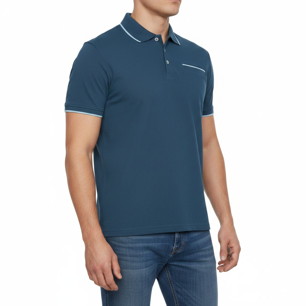 Evryone Mens Cotton Contrast Tipped Polo Shirt Short Sleeve S-2XL 6 Colours - additional view 6