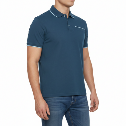 Evryone Mens Cotton Contrast Tipped Polo Shirt Short Sleeve S-2XL 6 Colours - additional view 6