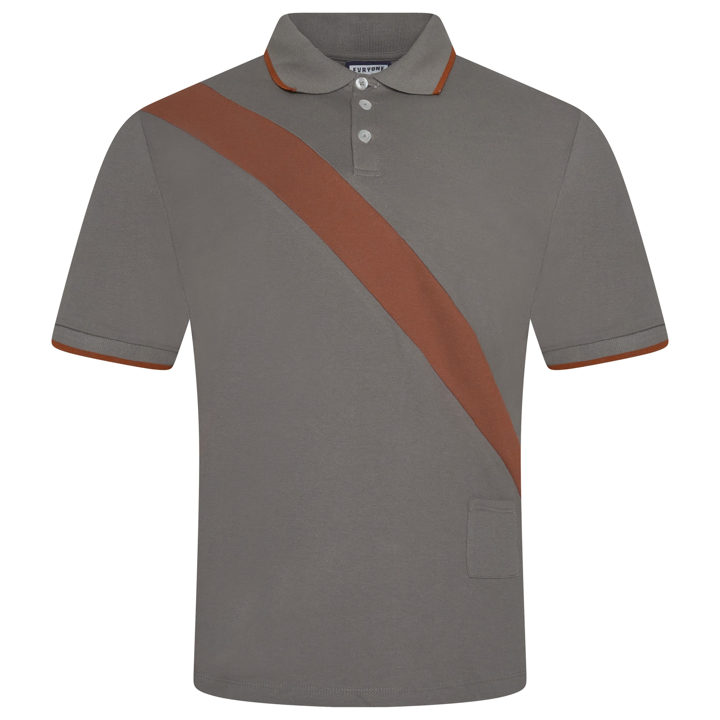 Evryone Contrast Diagonal Stripe Polo Shirt