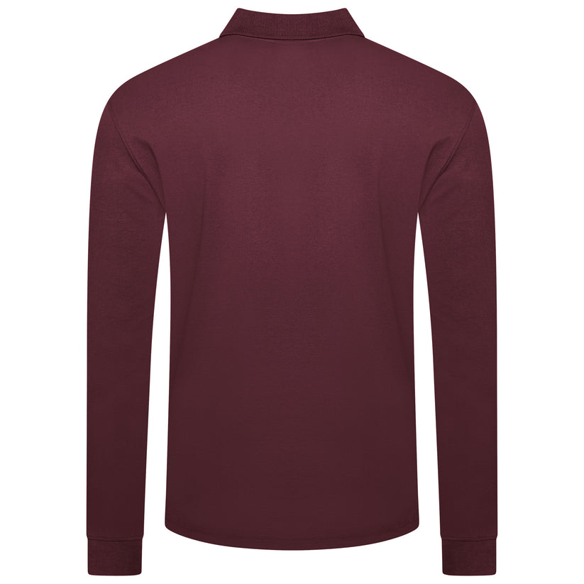 Evryone Mens Long Sleeve Pique Polo Shirt Cotton Regular Fit Casual Work Top - QHA UK