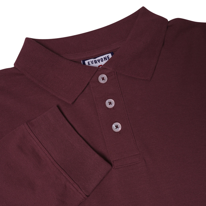 Evryone Mens Long Sleeve Pique Polo Shirt Cotton Regular Fit Casual Work Top - QHA UK