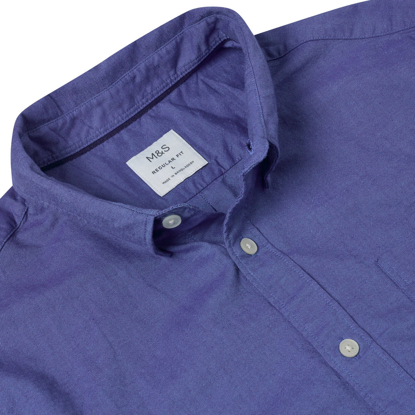 M&S Ultimate Pure Cotton Oxford Shirt Mens Short Sleeve S-4XL - QHA UK