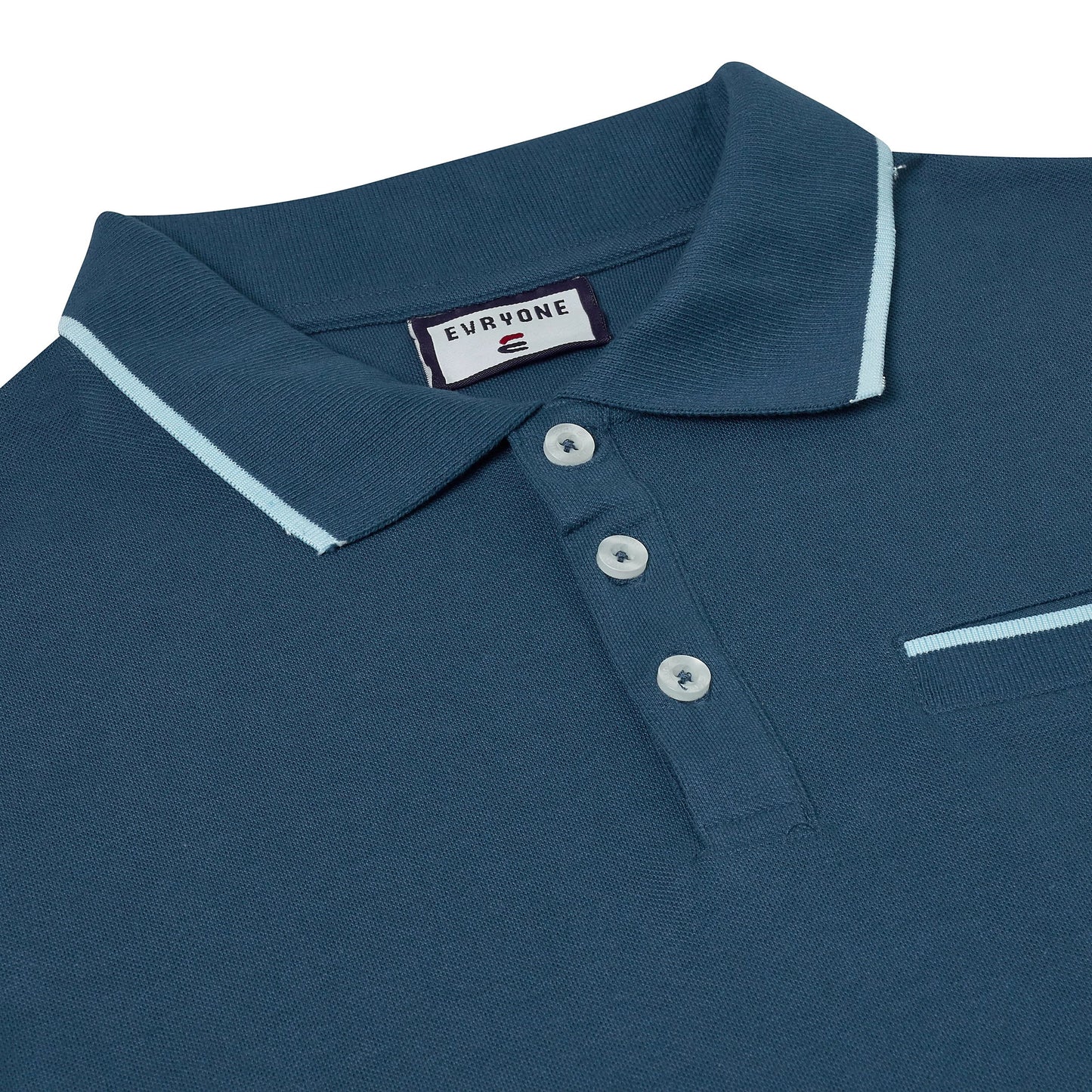 Evryone Mens Cotton Polo Shirt Contrast Tipped Short Sleeve Smart Casual Top - QHA UK