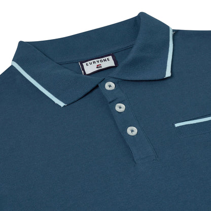 Evryone Mens Cotton Polo Shirt Contrast Tipped Short Sleeve Smart Casual Top - QHA UK