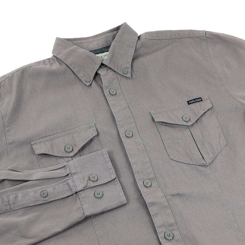 TL London Mens Cotton Button Down Shirt Long Sleeve Smart Casual Work Formal Top - QHA UK