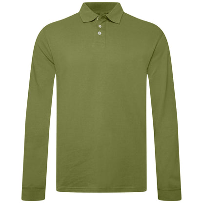 Everett Wales Mens Cotton Pique Long Sleeve Polo Shirt Casual Regular Fit - QHA UK