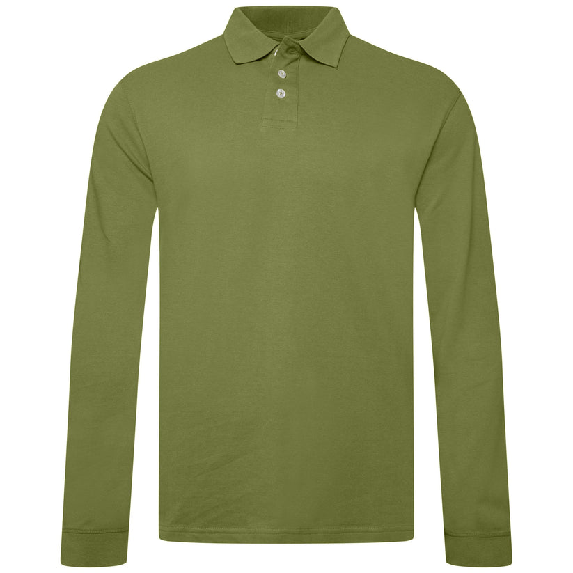 Everett Wales Mens Cotton Pique Long Sleeve Polo Shirt Casual Regular Fit - QHA UK