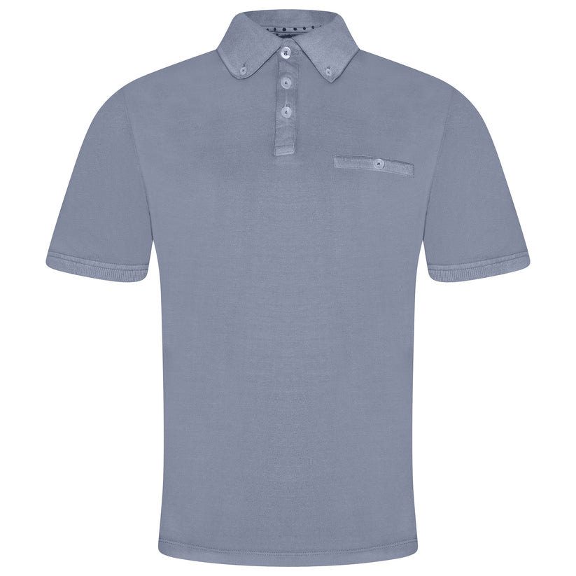 Evryone Mens Cotton Pique Polo Shirt Button Collar Short Sleeve Casual Top - QHA UK
