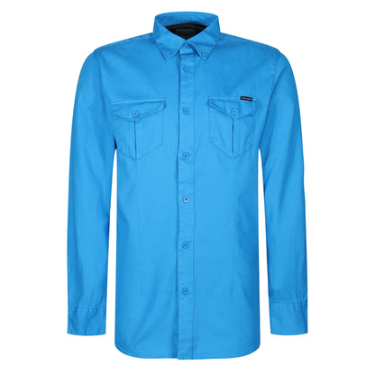 TL London Mens Cotton Button Down Shirt Long Sleeve Smart Casual Work Formal Top - QHA UK