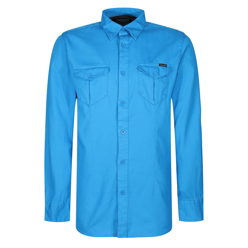 TL London Mens Cotton Button Down Shirt Long Sleeve Smart Casual Work Formal Top - QHA UK