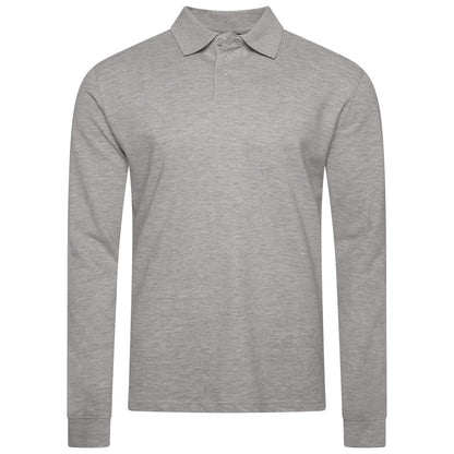 Evryone Mens Long Sleeve Pique Polo Shirt Cotton Regular Fit Casual Work Top - QHA UK