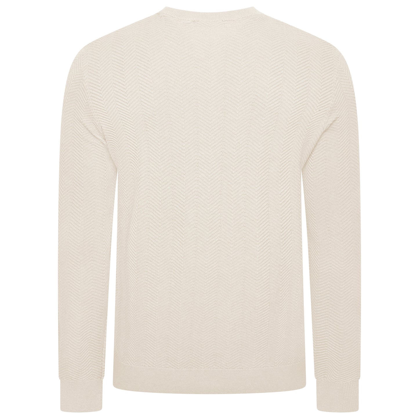 Mens Crew Neck Jumper Chevron Knit Cotton Blend Casual Sweater - QHA UK