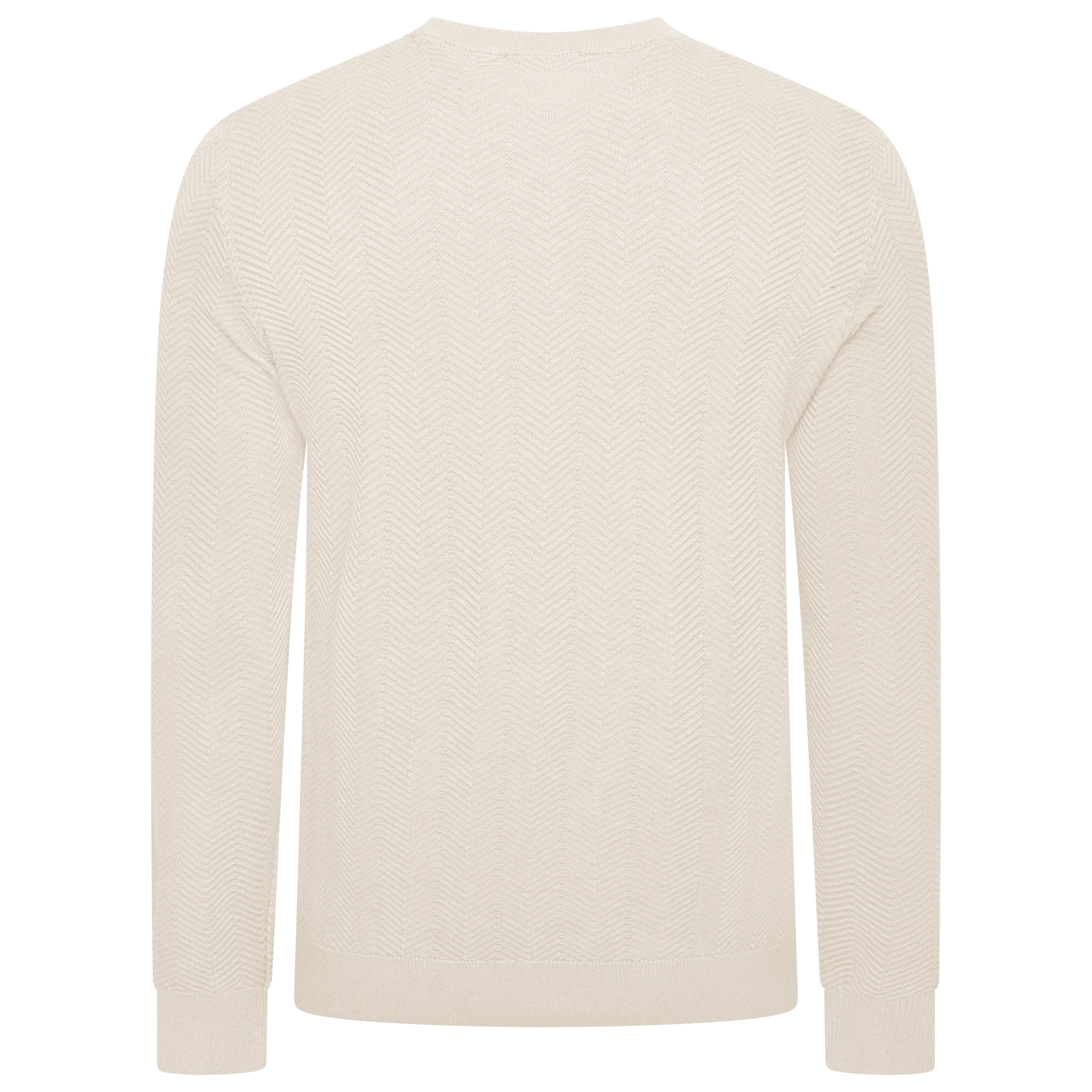 Mens Crew Neck Jumper Chevron Knit Cotton Blend Casual Sweater - QHA UK