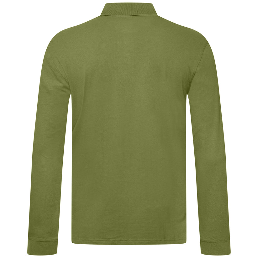 Everett Wales Mens Cotton Pique Long Sleeve Polo Shirt Casual Regular Fit - QHA UK