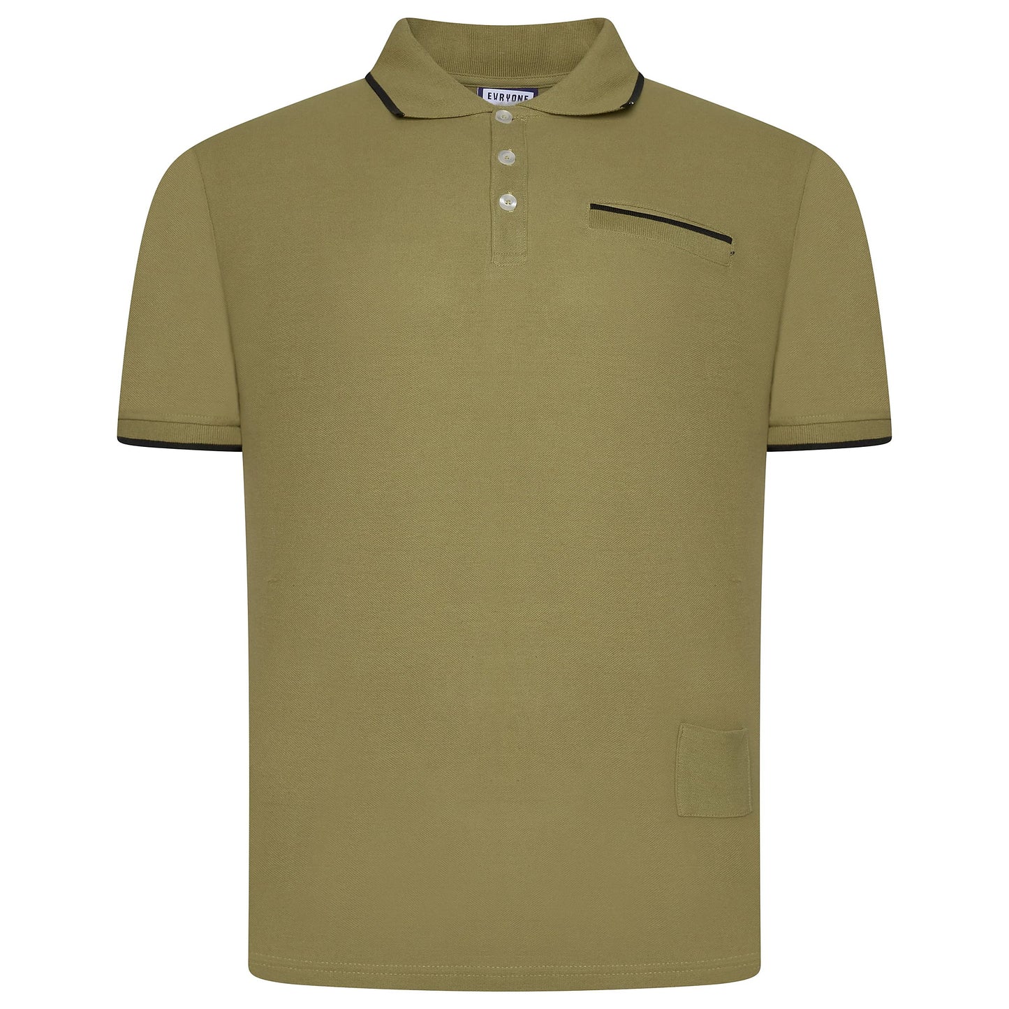 Evryone Mens Cotton Polo Shirt Contrast Tipped Short Sleeve Smart Casual Top - QHA UK